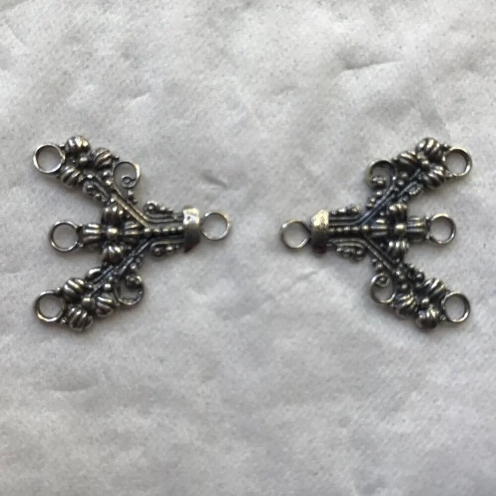 NWT Floral Oxidized Silver Chandeliers or Connectors for Jewelers, Jewelrymaking